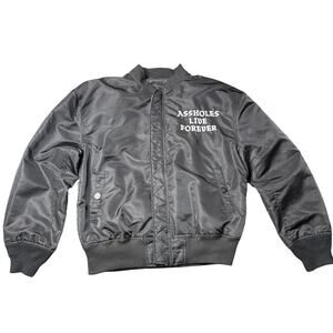 ALF A**holes Live Forever Reversible Bomber Jacket Black All Over Print Size M